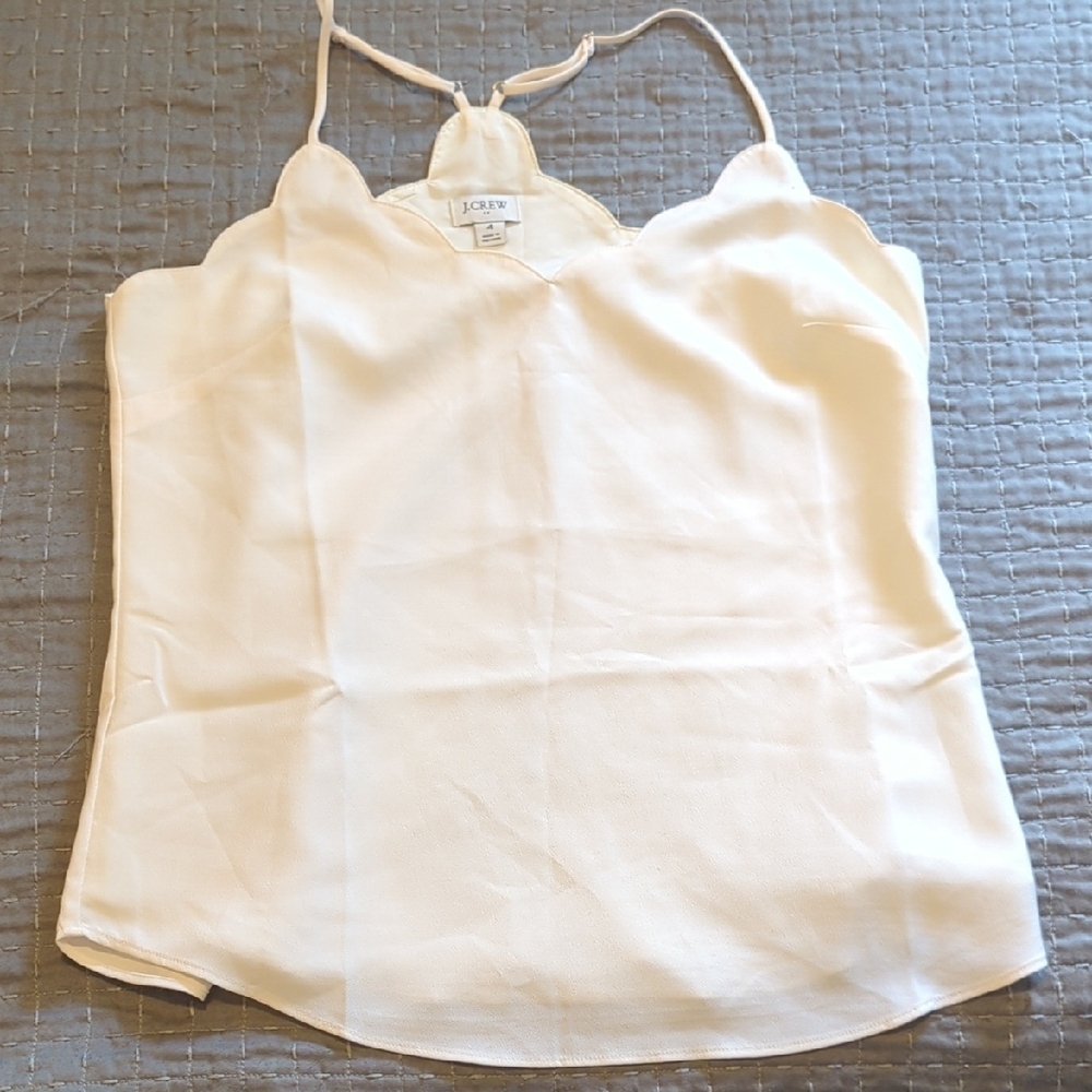 J. Crew Women's White Scalloped Top